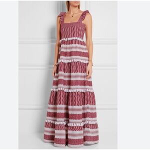 Dodo Bar Or Red Tassel Tiered Maxi Dress - SMALL